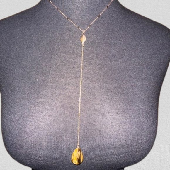 Boutique Jewelry - Tiger Teardrop Natural Stone Y Necklace  2027  NWT Boutique